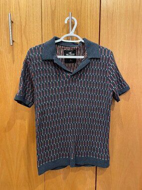 Hollister Navy Blue Knit Johnny Collar Polo